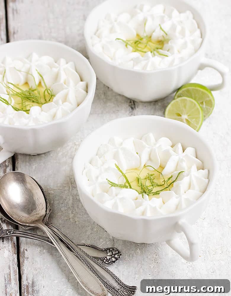Close-up of a single frozen key lime pie in a cup, showing the creamy filling and a lime slice garnish