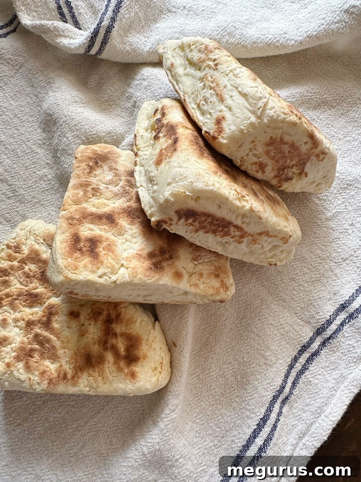 Irish soda farls on tea towel.
