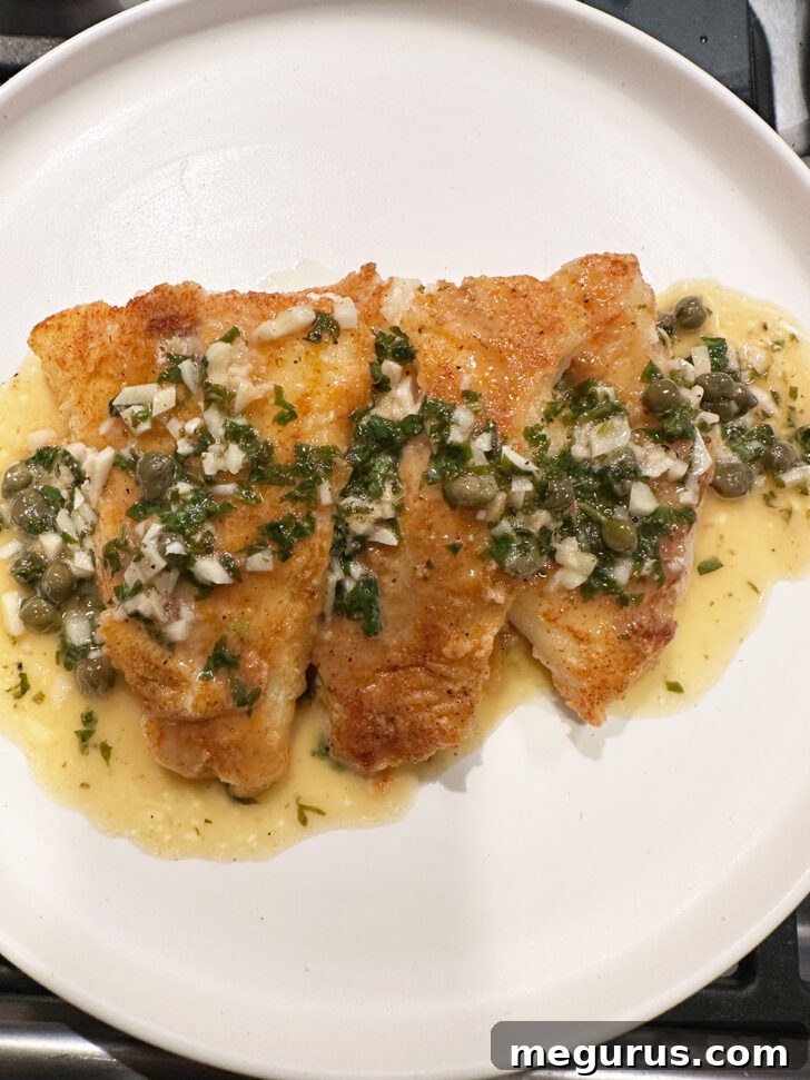 Sauce poured over the cooked fish.