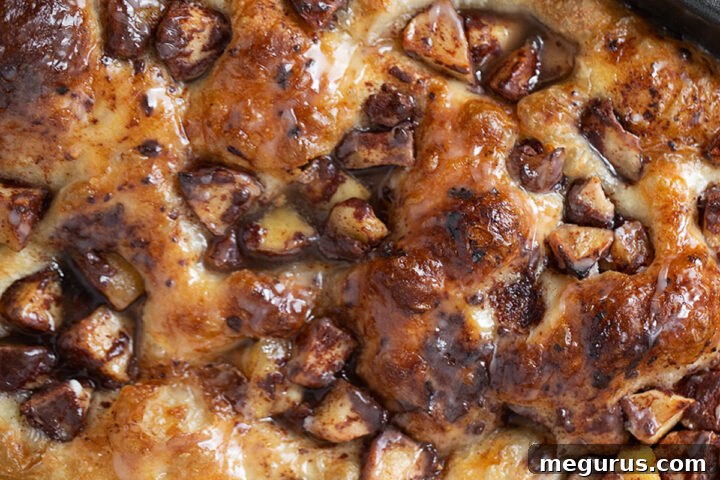 Apple Fritter Focaccia in baking pan.