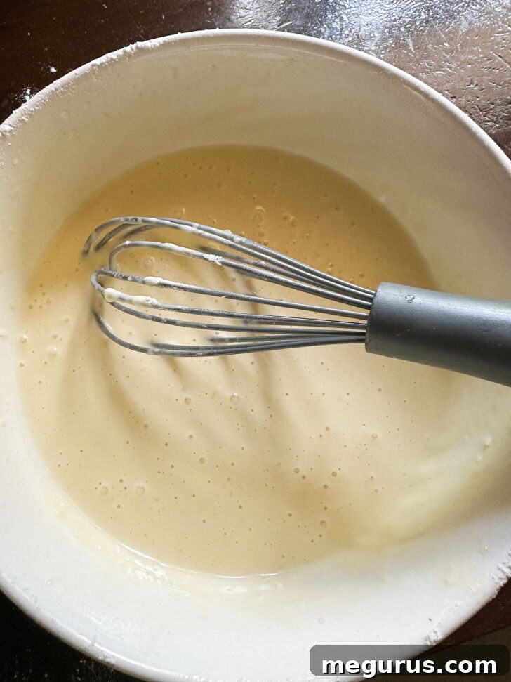 Finished batter in mixing bowl.