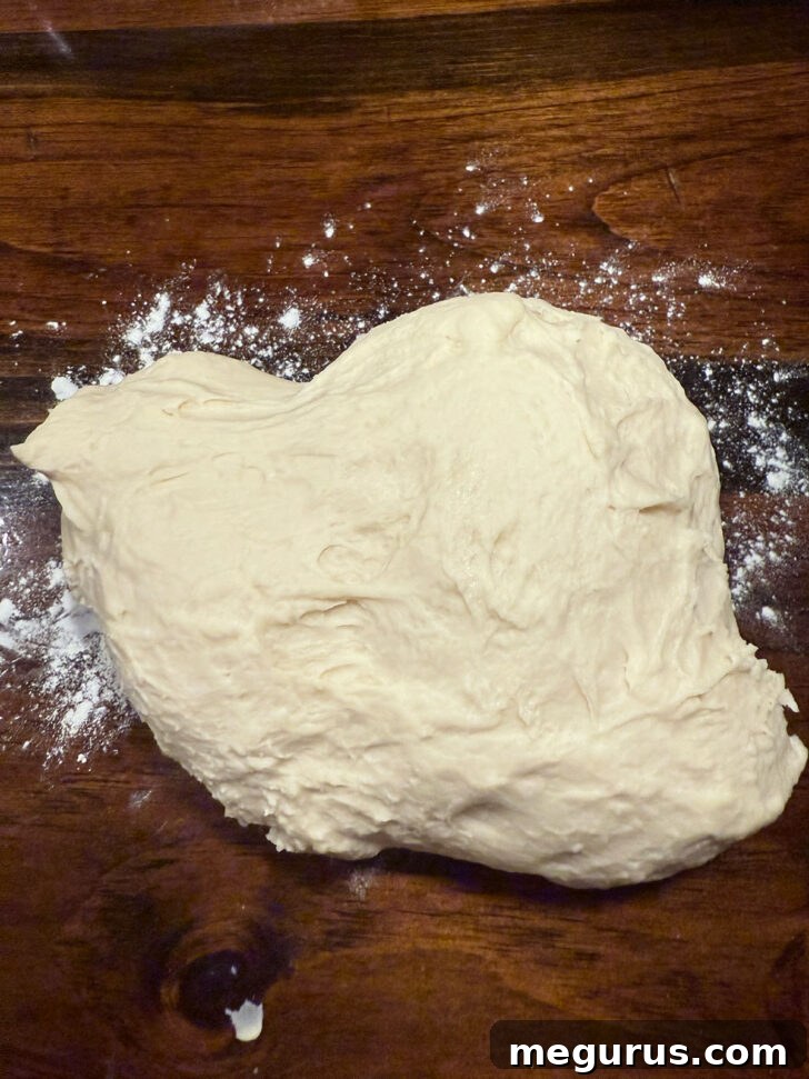 Dough removed to floured counter.