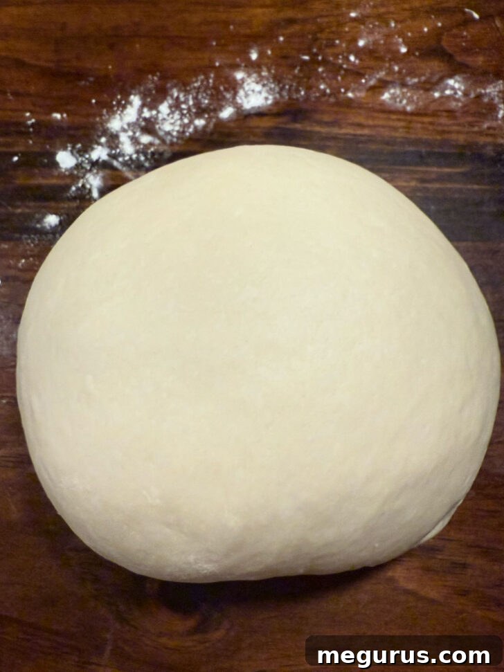 Dough after hand kneading.