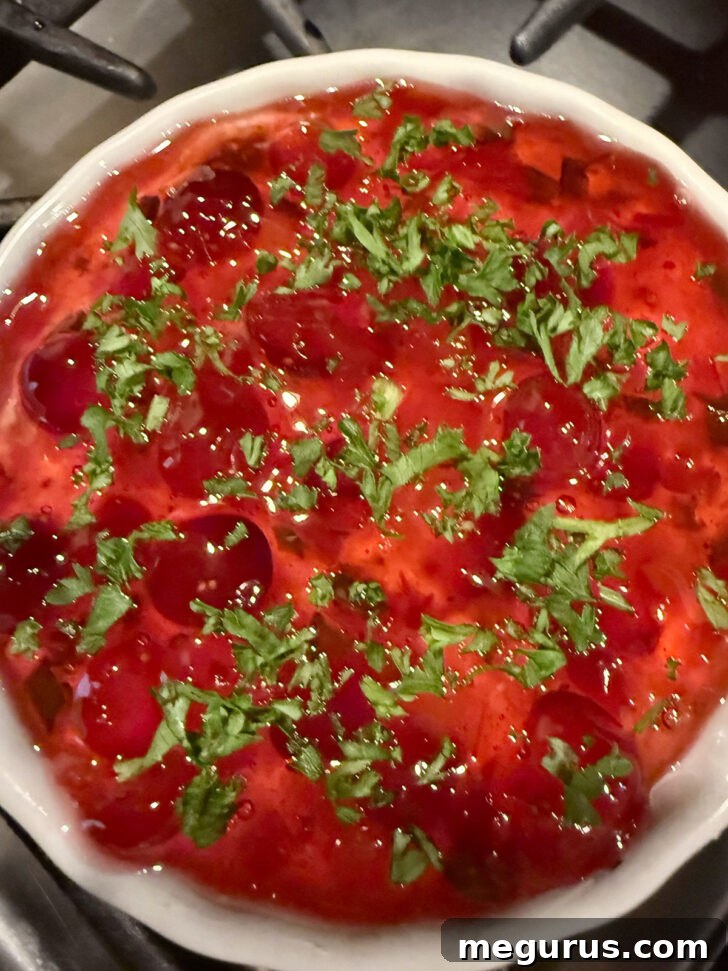 Pepper jelly cream cheese dip ready to enjoy.