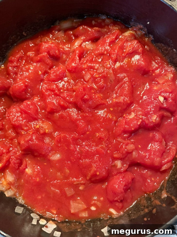 Vodka sauce before going into the oven.