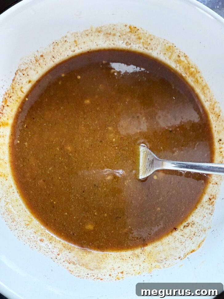Chicken shawarma marinade after mixing thoroughly.