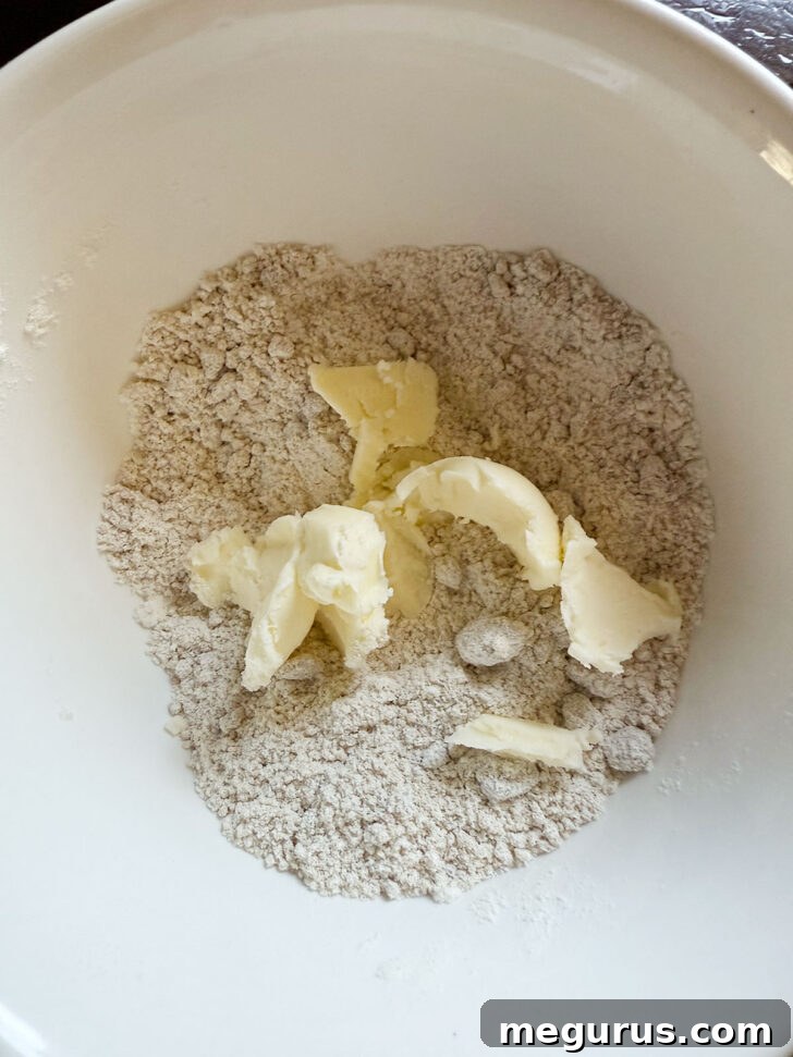 Ingredients for the crumb topping in a small bowl.